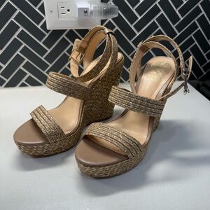 Vince Camuto Tan Woven Wedge Sandals - New